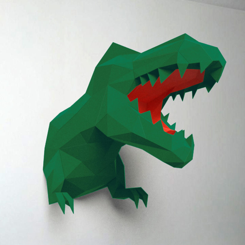 Dinossauro verde e vermelho