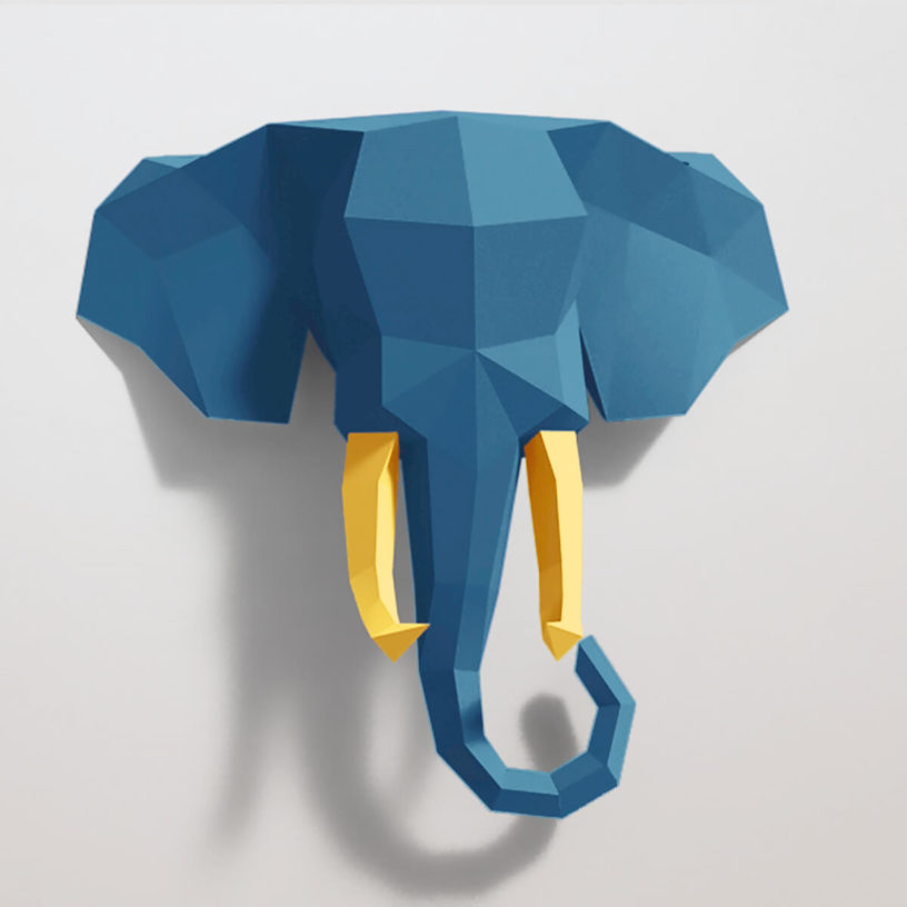 Elefante azul e amarelo